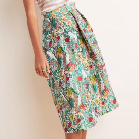 NWT Anthropologie LUCIA JACQUARD MIDI SKIRT Floral - Picture 2 of 5